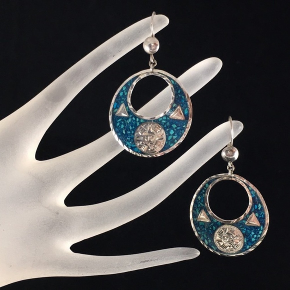 Sterling Silver 925 Turquoise Pierced Earrings